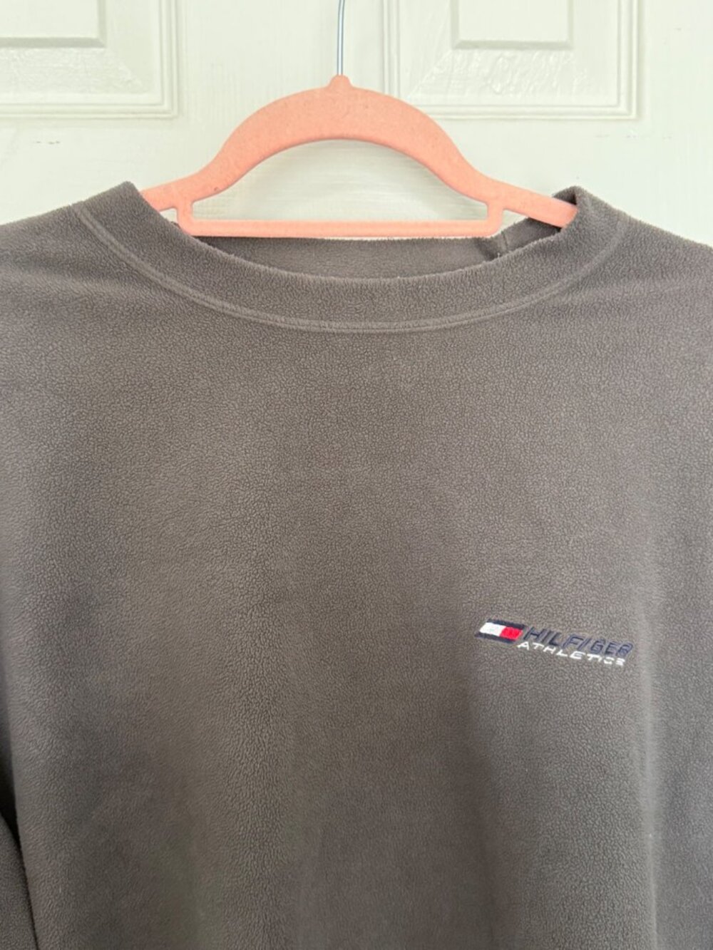 Vintage Y2K Tommy Hilfiger Athletics Grey Fleece Crewneck SweatShirt XL - Picture 2 of 7